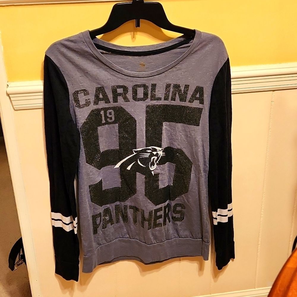 NFL Carolina Panthers Gray & Black Shirt Juniors L (Women's S)